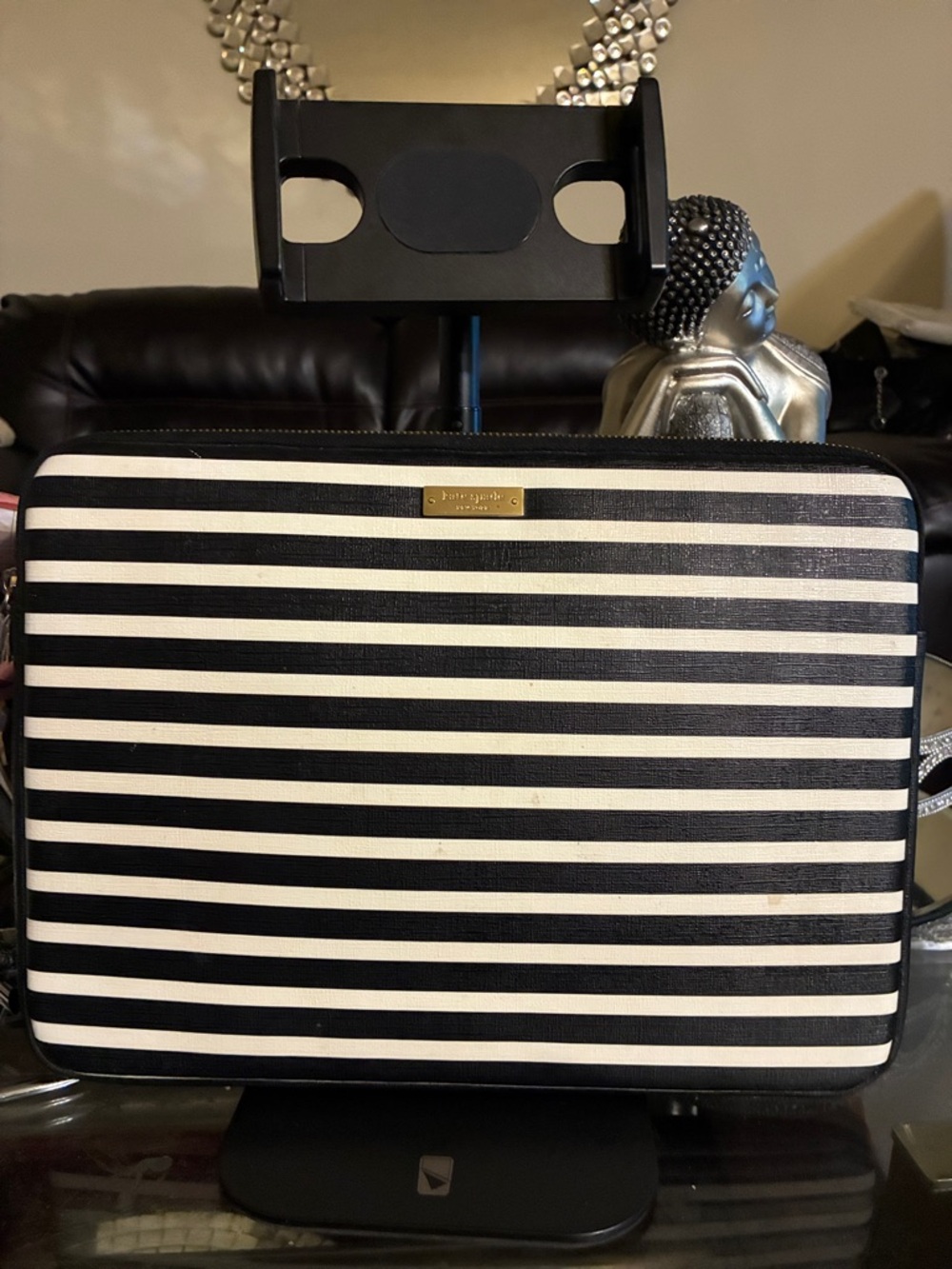 kate spade Black and White Striped Laptop Case